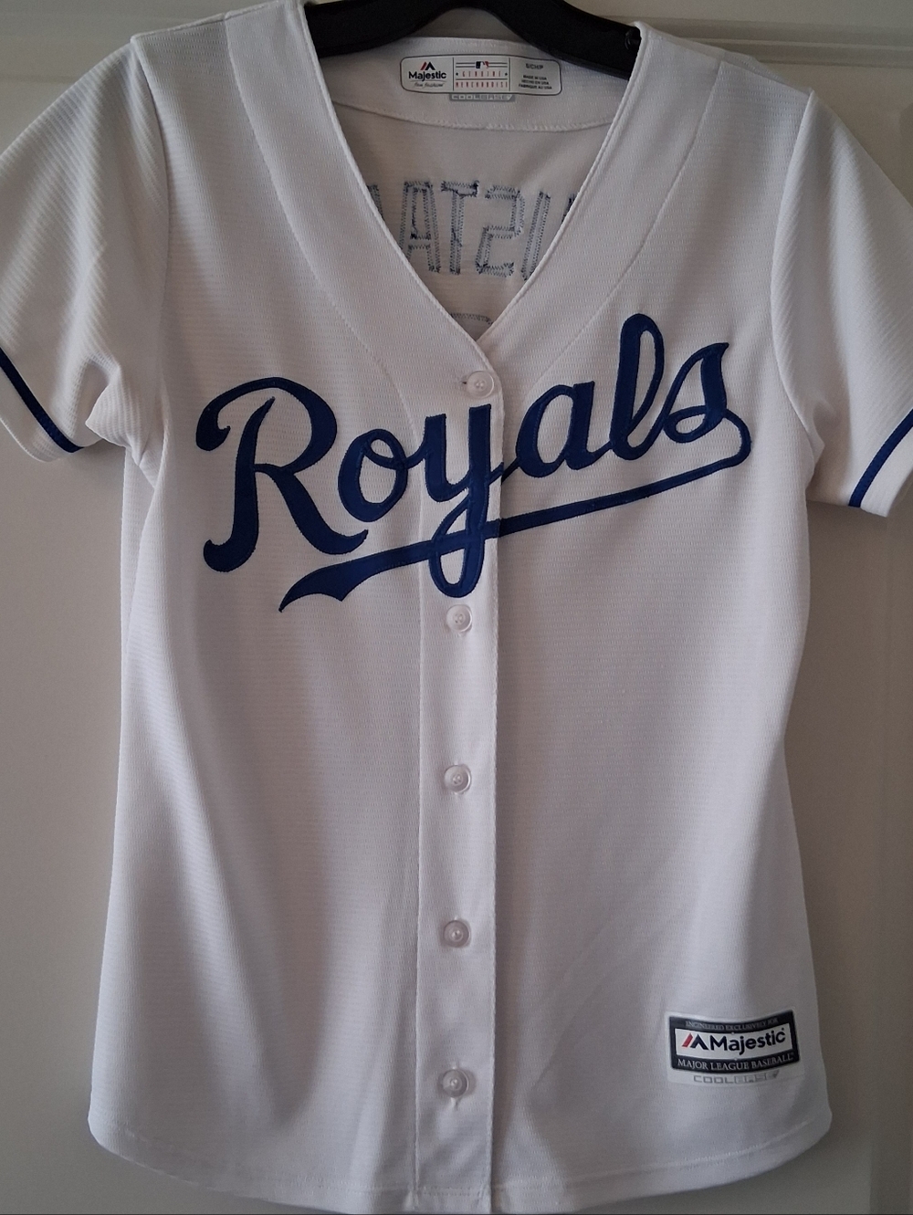 Kansas City Royals #8 Moustakas Womens Small White Majestic Cool Base MLB Jersey